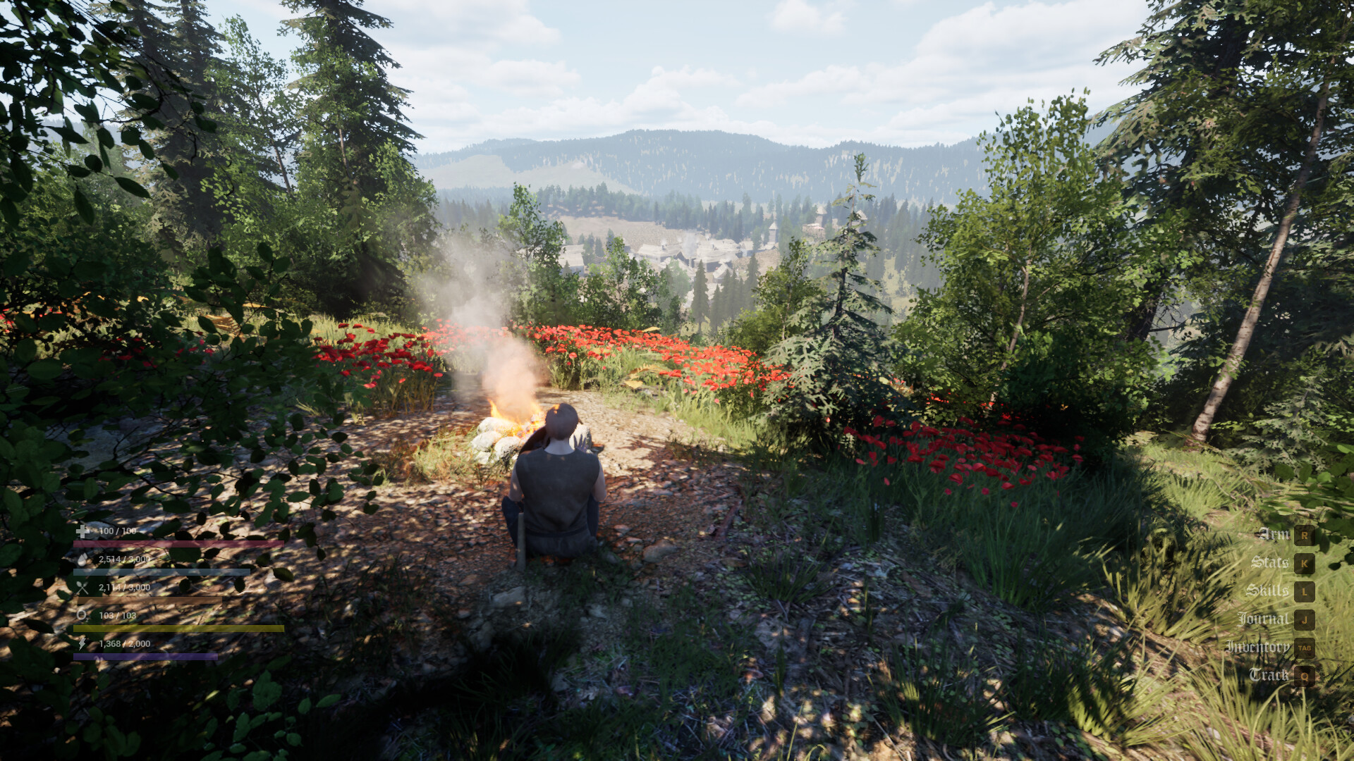 A survival scene in a cold medieval landscape